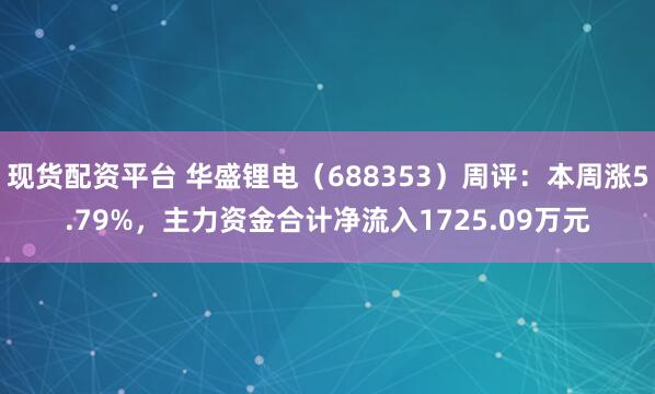 现货配资平台 华盛锂电（688353）周评：本周涨5.79%，主力资金合计净流入1725.09万元